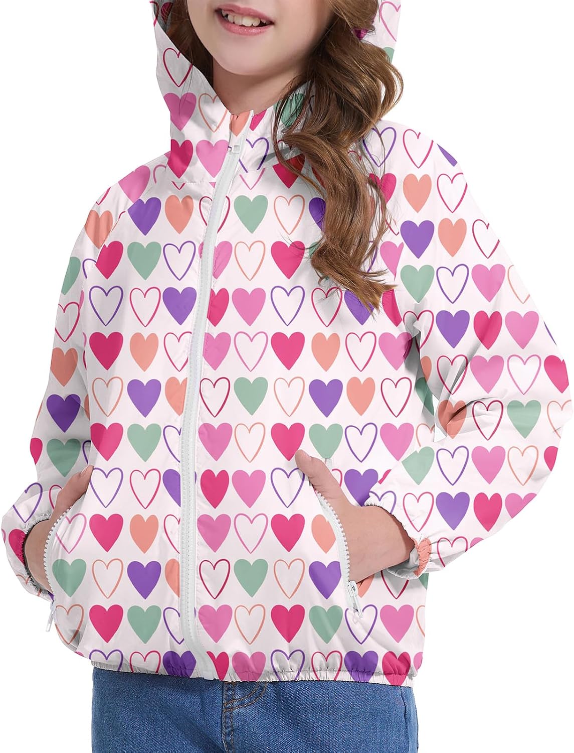 American Trends Lightweight Waterproof Girls Rain Jacket-Windbreaker Jacket Raincoat for Girls Kids Rain Coat
