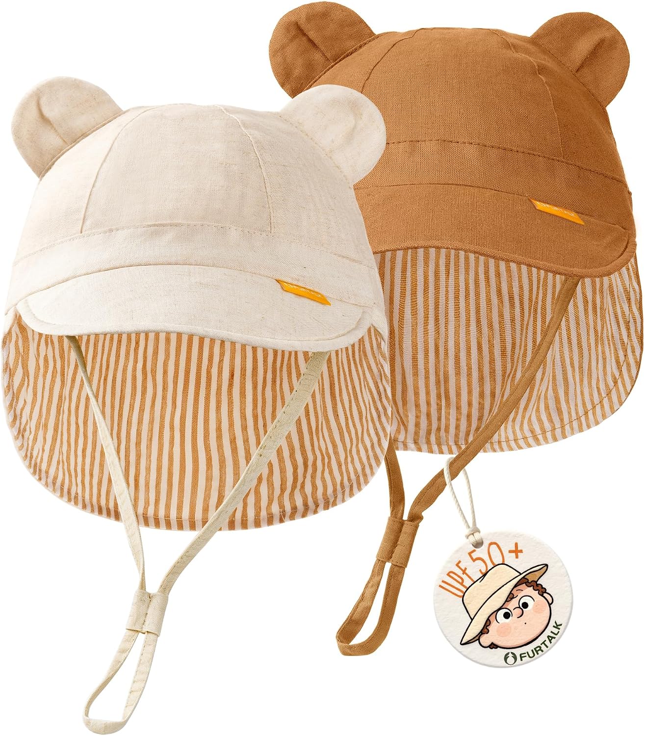 FURTALK Baby Sun Hat UPF 50+ Toddler Hat with Neck Flap, Breathable Adjustable Fit for Boys & Girls