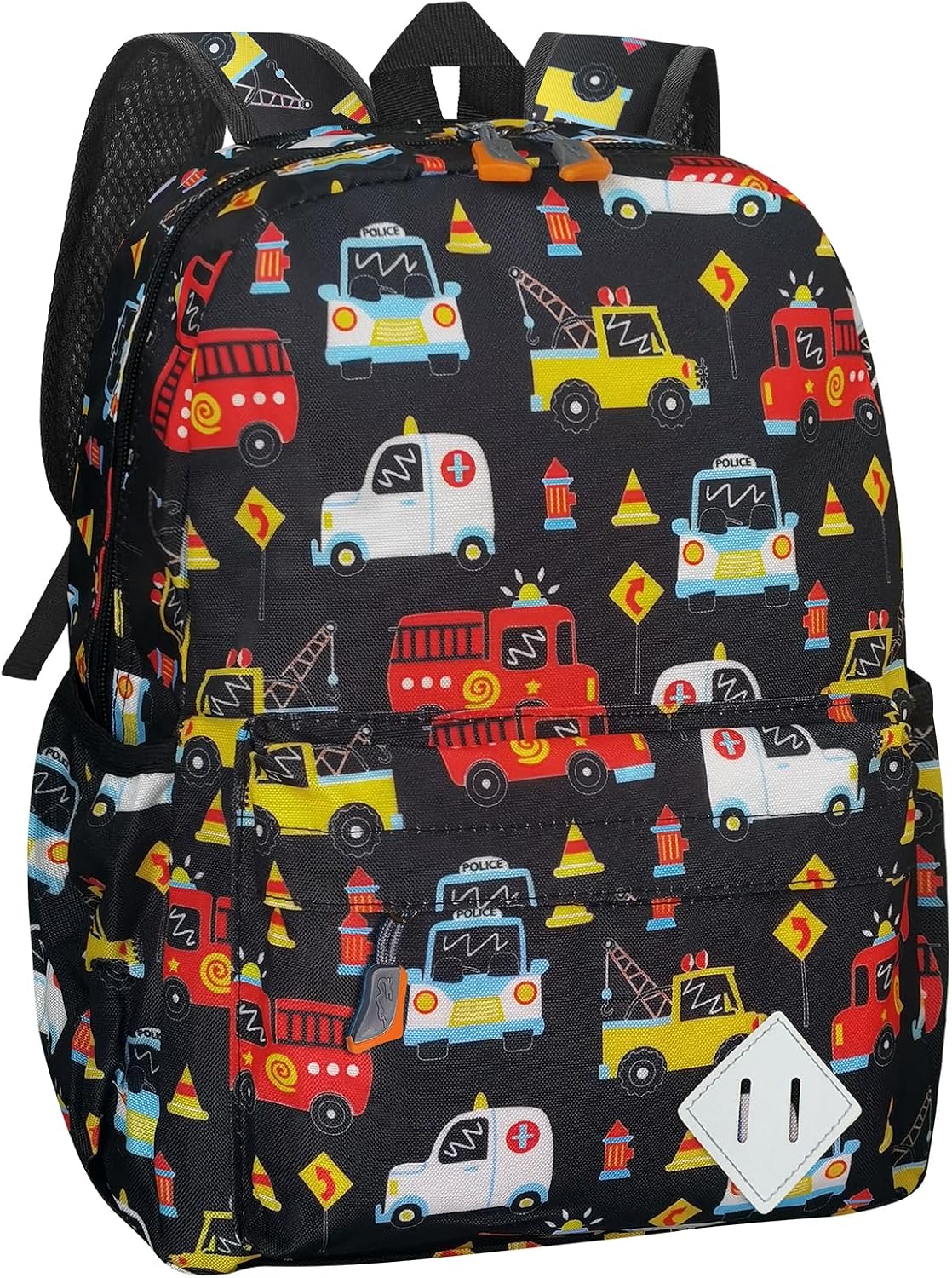 Little Kids Backpack for Girls Boys – 15 Inch Preschool Kindergarten Backpack Cute Car Patterns School Bag for Aged 3-8, Black