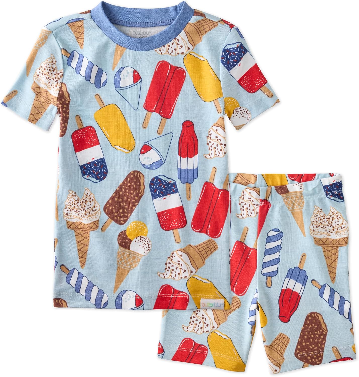 Butterblu Shade Snug-fit 2-Piece Toddler Pajamas 100% Organic Cotton Short Sleeve Top and Shorts for Boys & Girls​