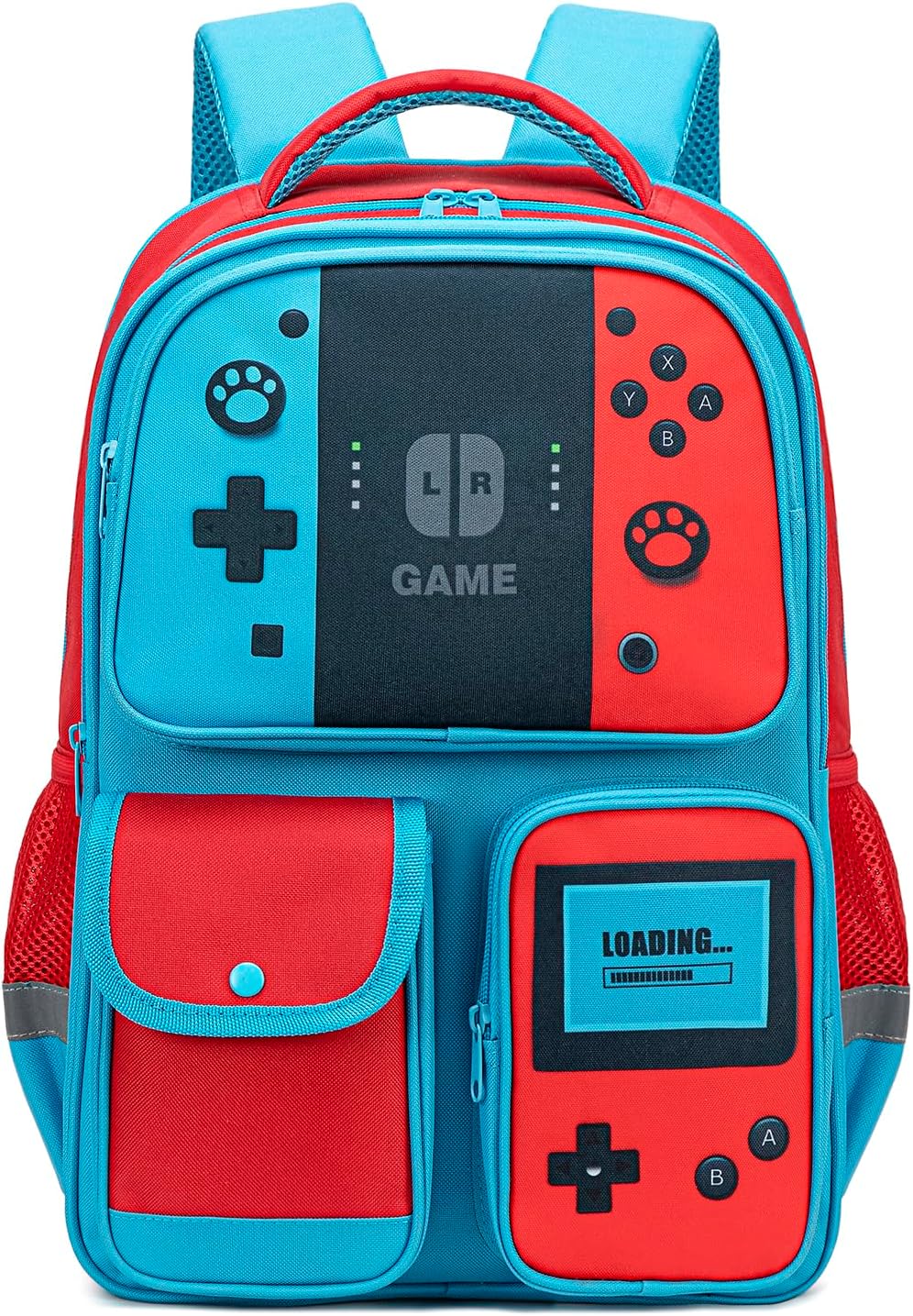 Backpack for Boys Bookbag Video Game Bookbag stylish kids travel backpack for boys 6-18, Kids Junior High School Primary School Back pack (Red-blue)