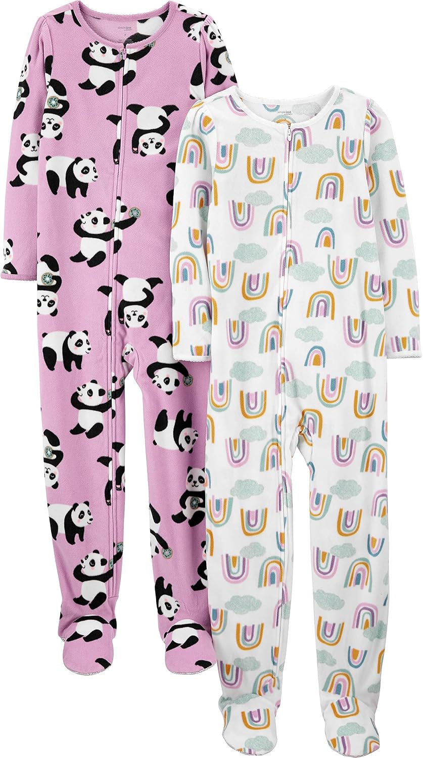 Simple Joys by Carter’s Girls’ 2-Pack Loose-fit Fleece Footed Pajamas