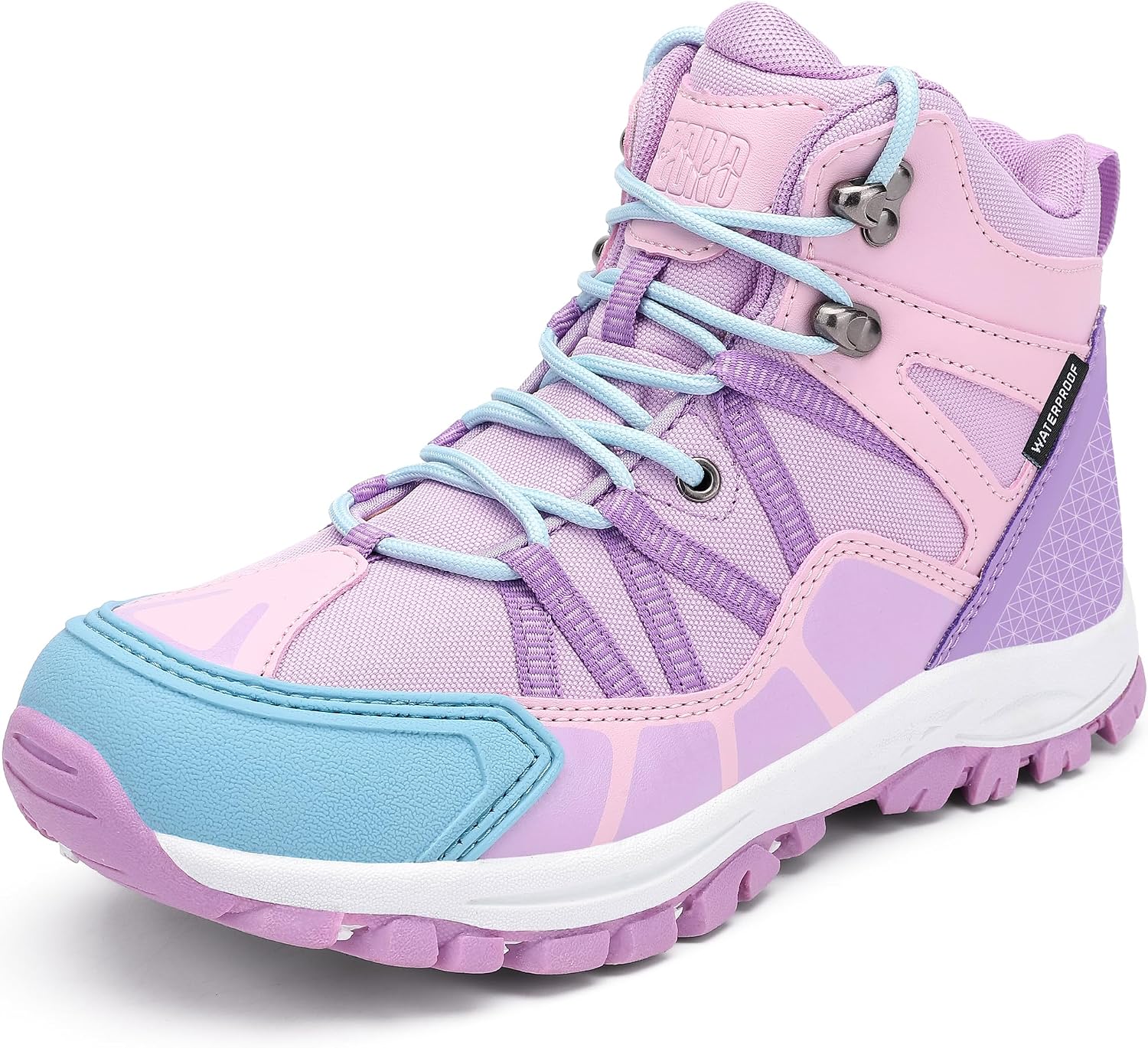 R CORD Lace Up Waterproof Kids Hiking Boots with Anti Slip Sole, Protective Toe Cap and Ankle Support Long-Lasting Outdoor Boots for Boys Girls, Secure Lace Fit for Family Hikes, State Park Trails, Weekend Outings, Camping, Nature Walks, and Travel