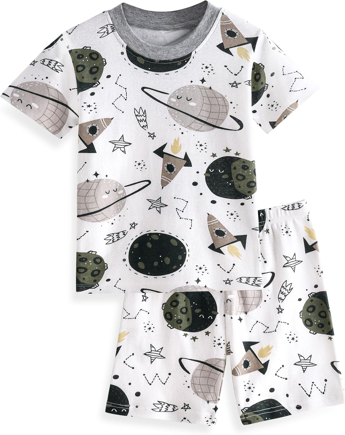 Yoofoss Toddler Pajamas Organic Cotton Baby Girl Boy Pajamas Summer Short Sleeve Kids Clothes Snug Fit Pjs Set 2 Piece