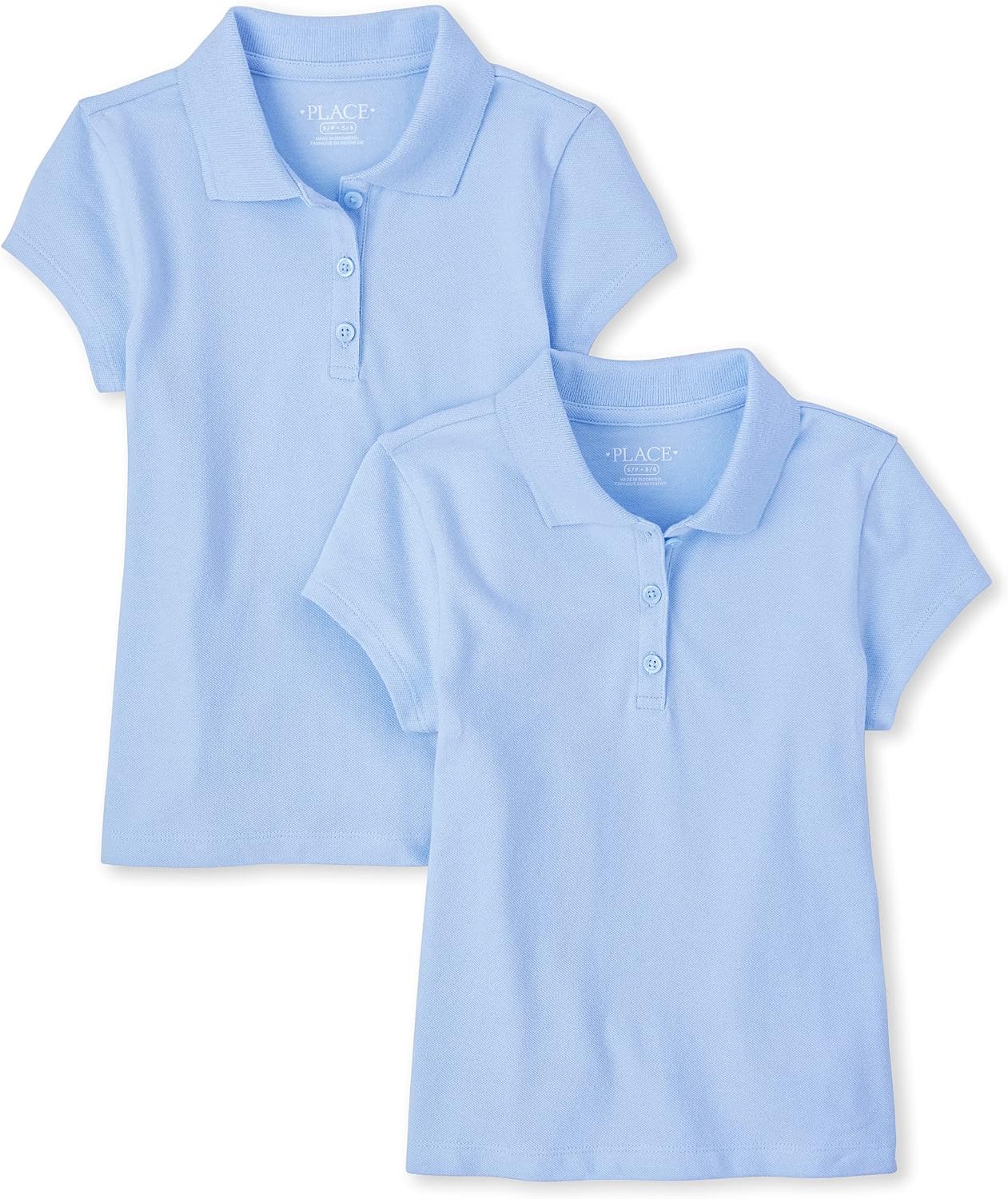The Children’s Place Girls’ Short Sleeve Pique Polo, 2 Pack