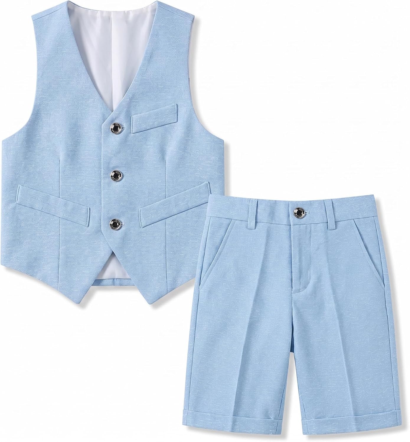 Boys Suits Slim Fit Formal Suits for Boy Tuxedo 2 Pcs Vest Shorts Set Lightweight Wedding Outfit