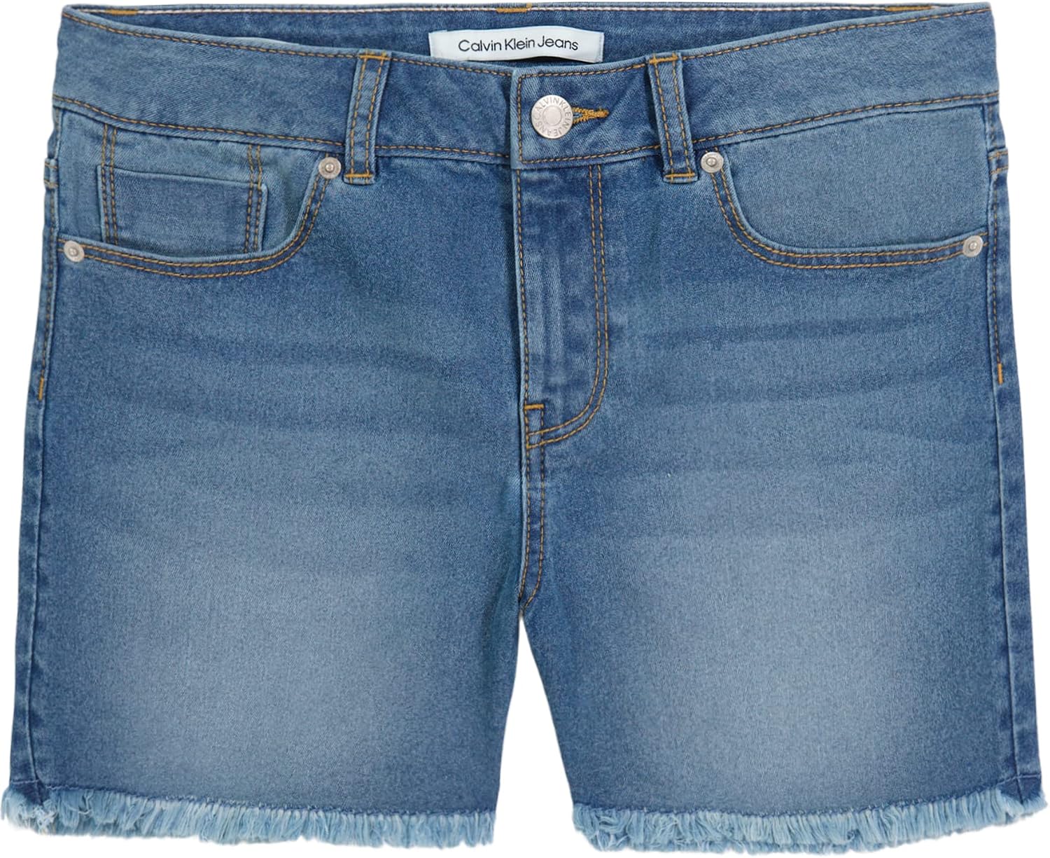 Calvin Klein Girls’ Boyfriend Fit Stretch Denim Jean Shorts