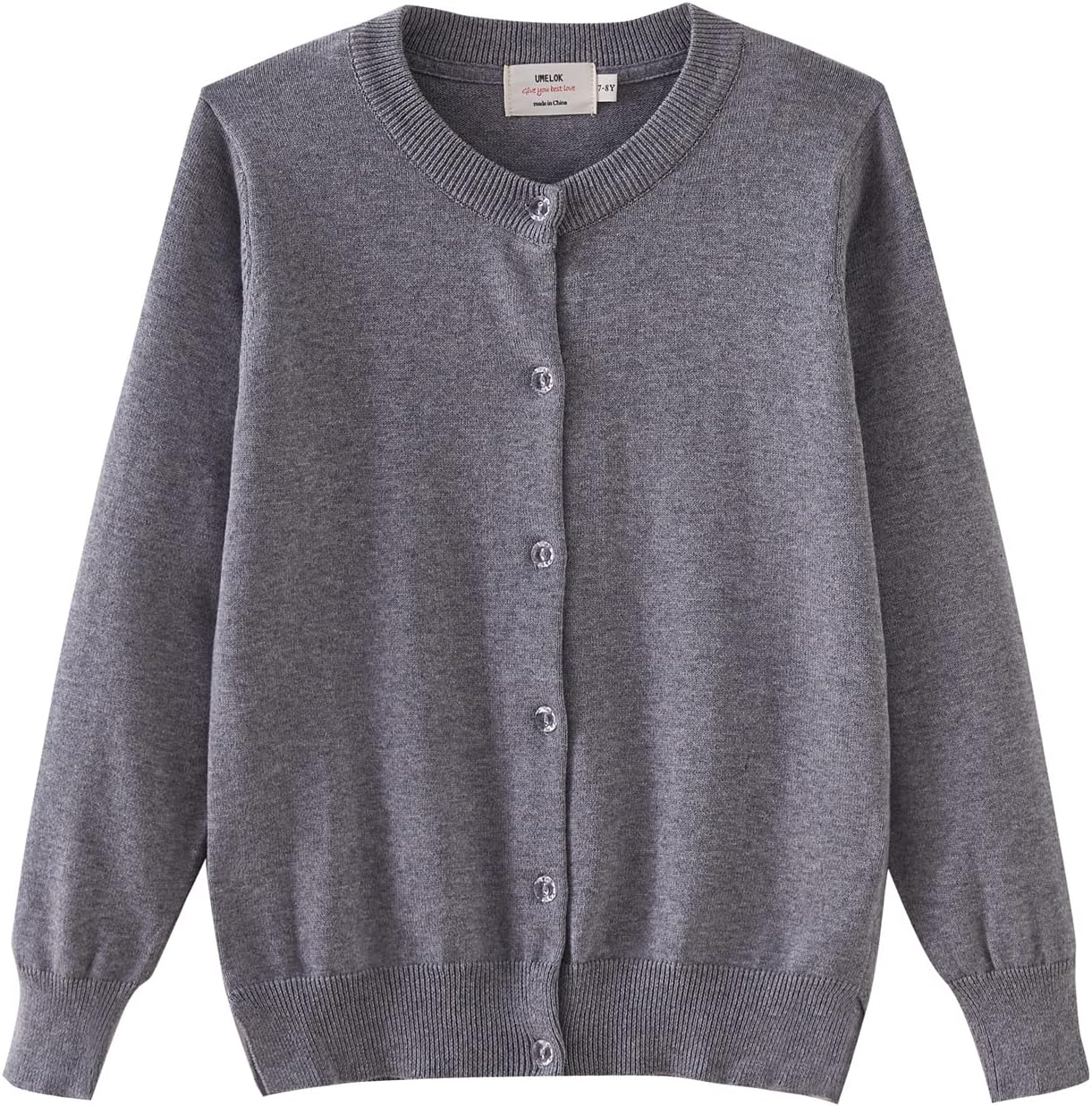 UMELOK Girls’ Cardigans Sweater Cotton Button Solid Long Sleeve Knit Sweaters