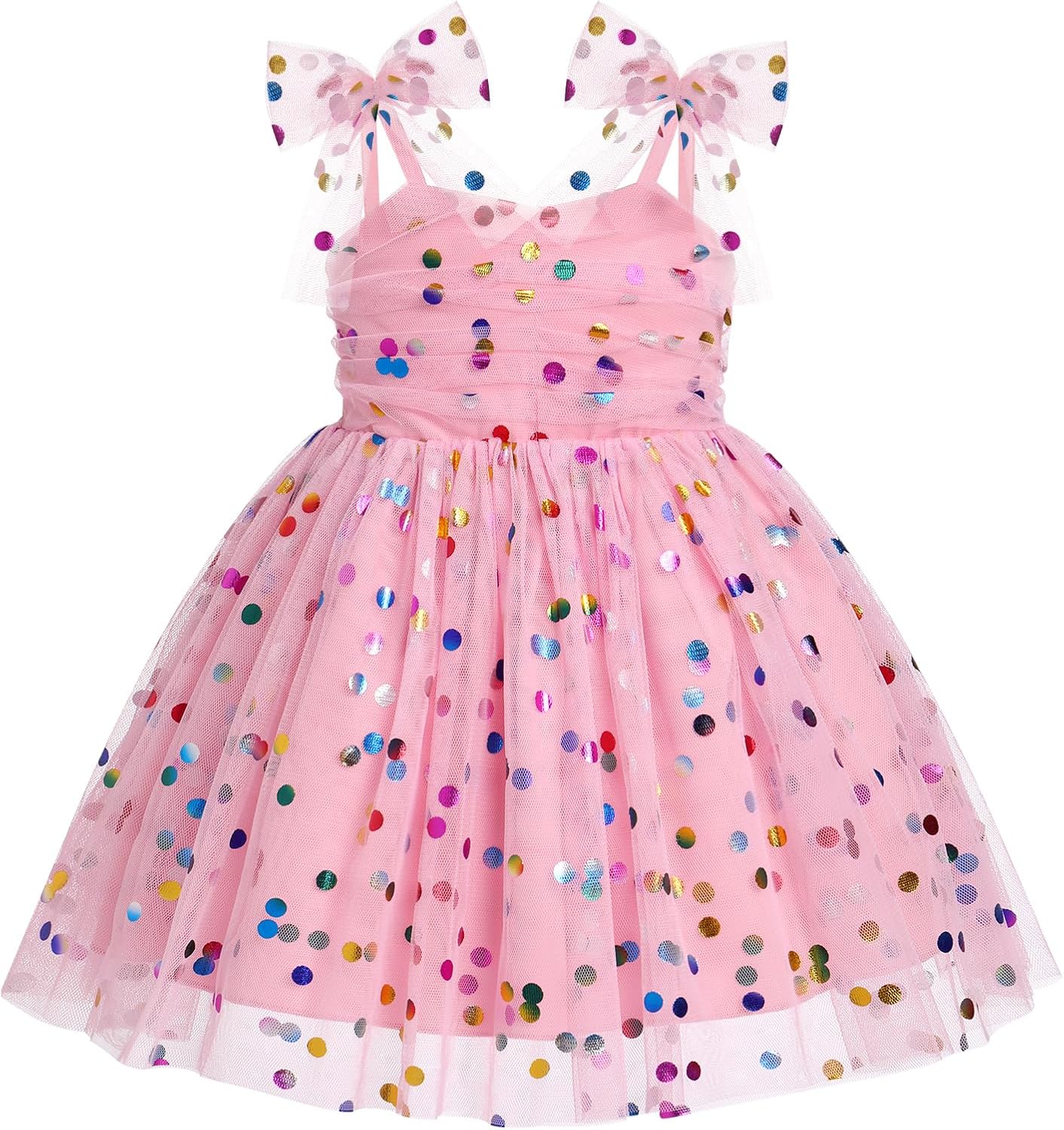 IMEKIS Toddler Baby Girl Birthday Princess Dress Shiny Confetti Boho Rainbow Cake Smash Photo Shoot Outfit for 1-6T