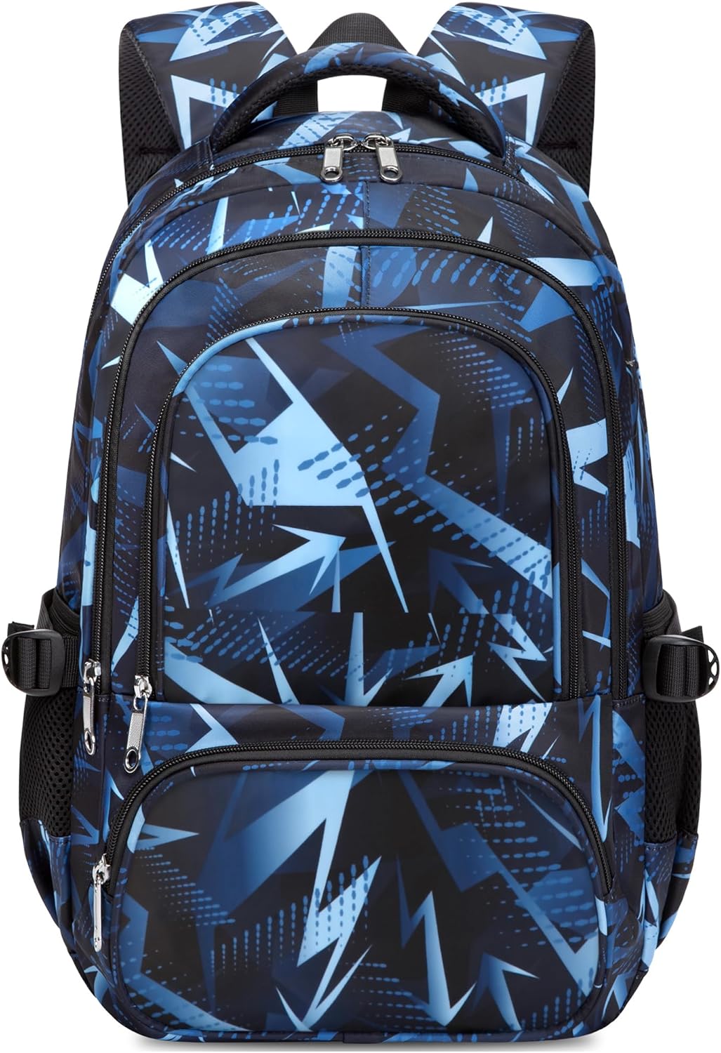 BLUEFAIRY Kids School Backpack for Boys Girls Ages 6-8 8-10 10-12 Elementary Middle School Book Bags with Laptop Compartment Mochilas Escolares para Niños Niñas de 8 10 12 Años (Blue, Geometric)