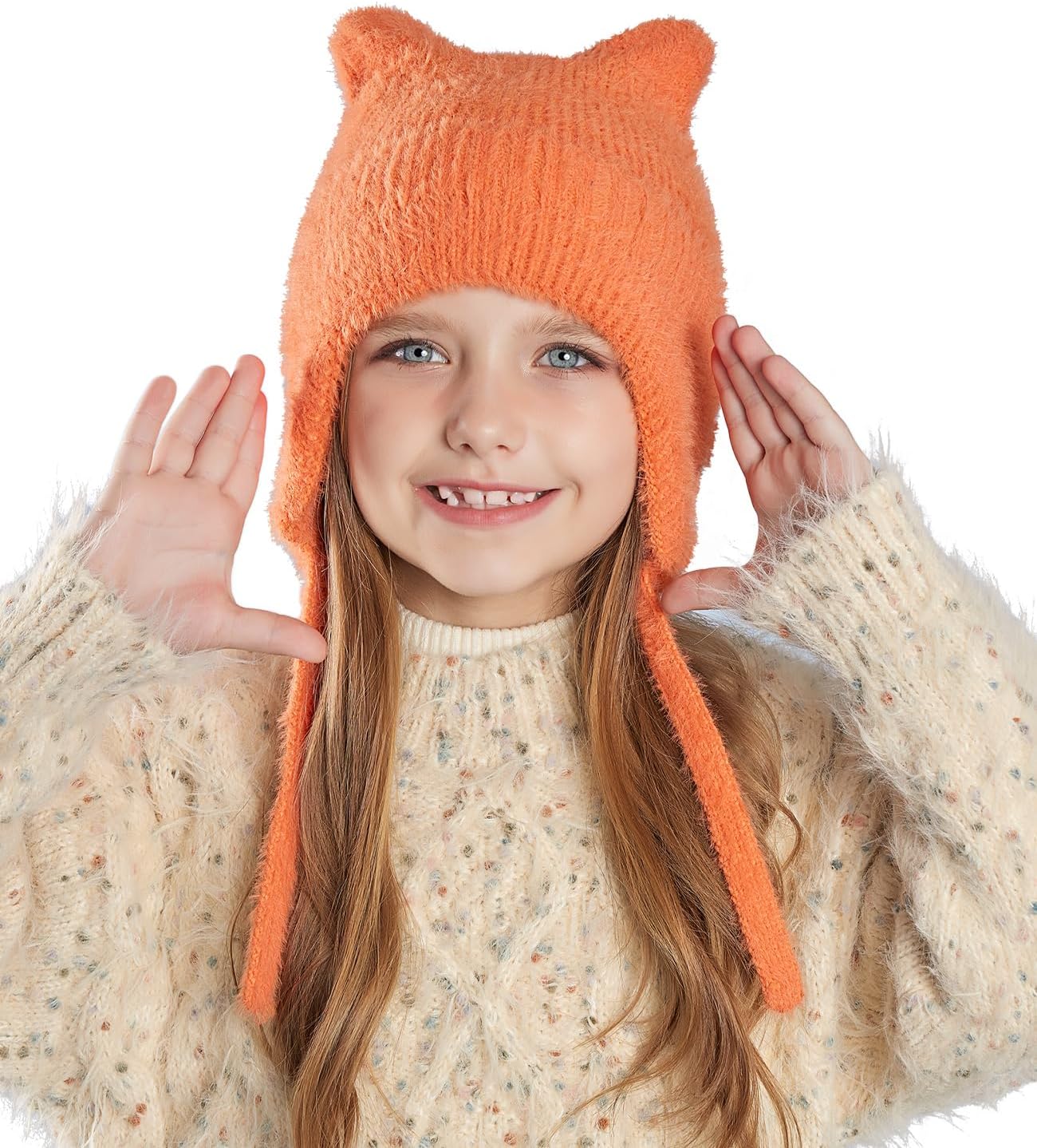 Kids Beanie Hat for Winter with Earfalp Children Cute Cat Ears Toddler Girls Boys Warm Wool Knit Ear Flap Cap