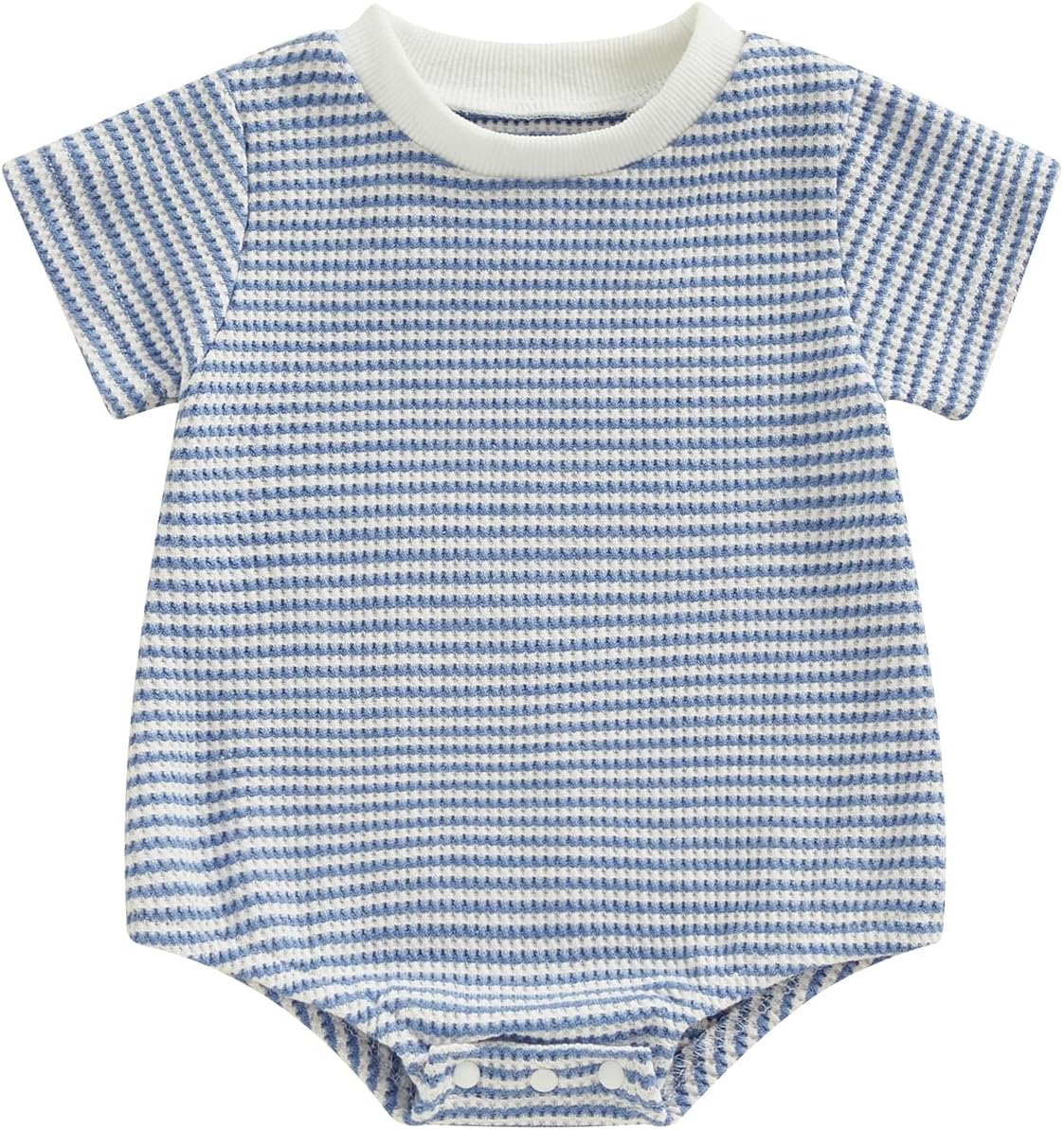 VISGOGO Unisex Baby Boy Girl Striped Romper Waffle Short Sleeve Bubble Oversized Romper Bodysuit Summer Clothes