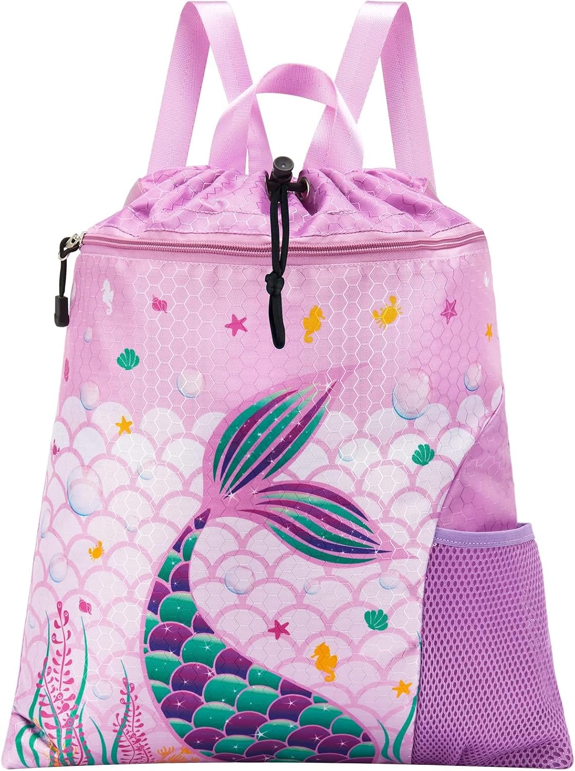 WAWSAM Gym Drawstring Backpack String Bag – 15” x 17” Sports Gym Bag for Kids Waterproof Swimming Beach Shopping Yoga Bag