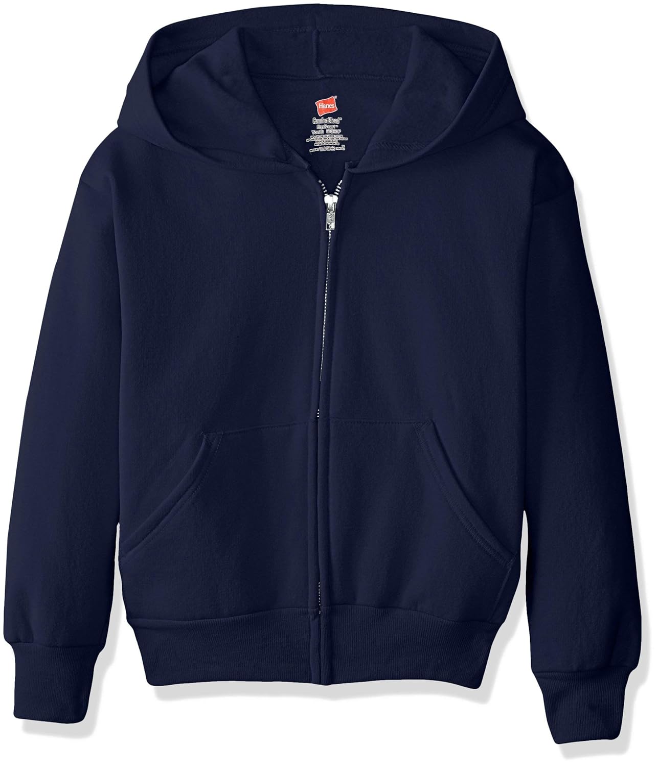 Hanes Big Boys’ Eco Smart Fleece Zip Hood, Navy, X-Large