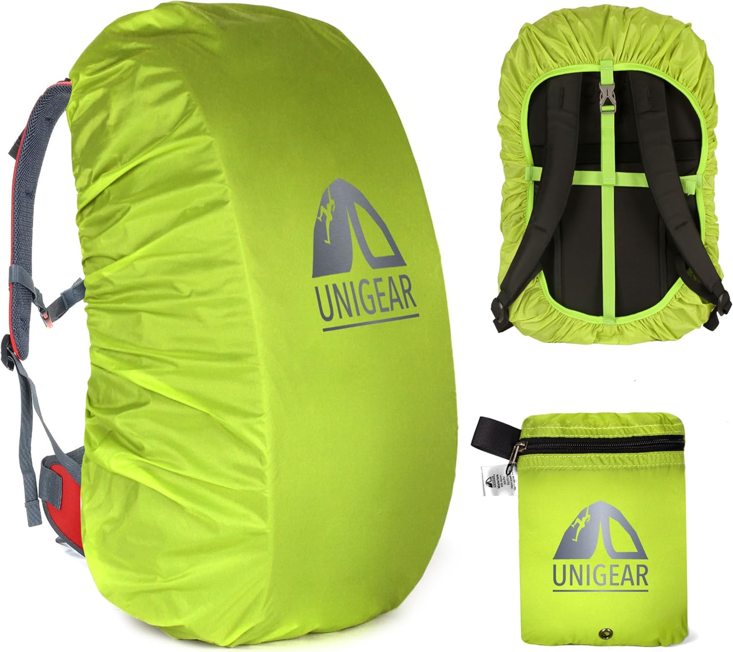 Unigear Backpack Rain Cover Waterproof Rating 5000mm Ultraportable and Durable with 2 Anti-Slip Buckle Strap, Integrated Carry Pouch Design (Green, Small)