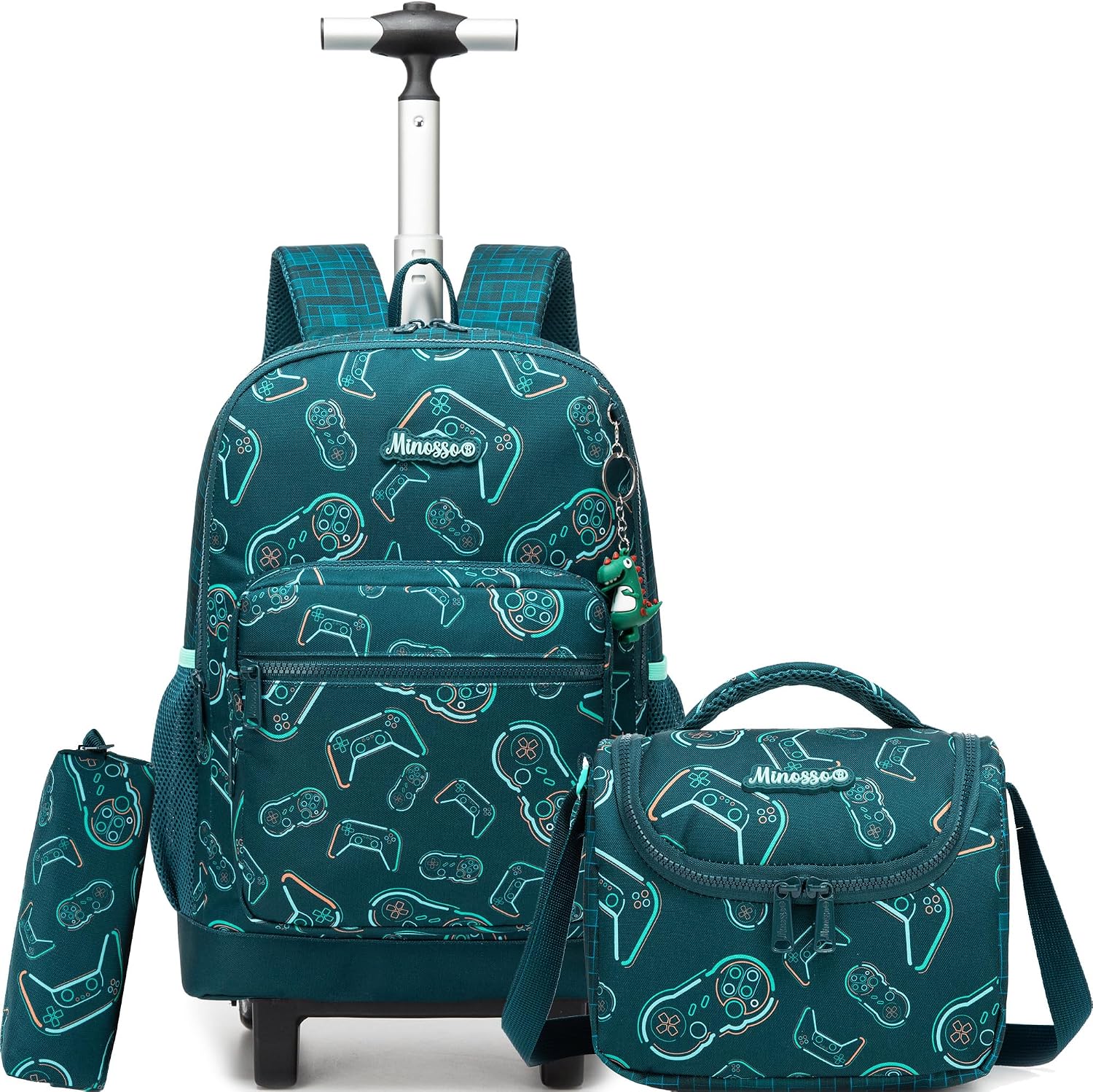 Kids Rolling Backpack with Wheels,Rolling Backpack for Boys Large Capacity School Trolley Bookbag for Elementary Travel & Daily Use