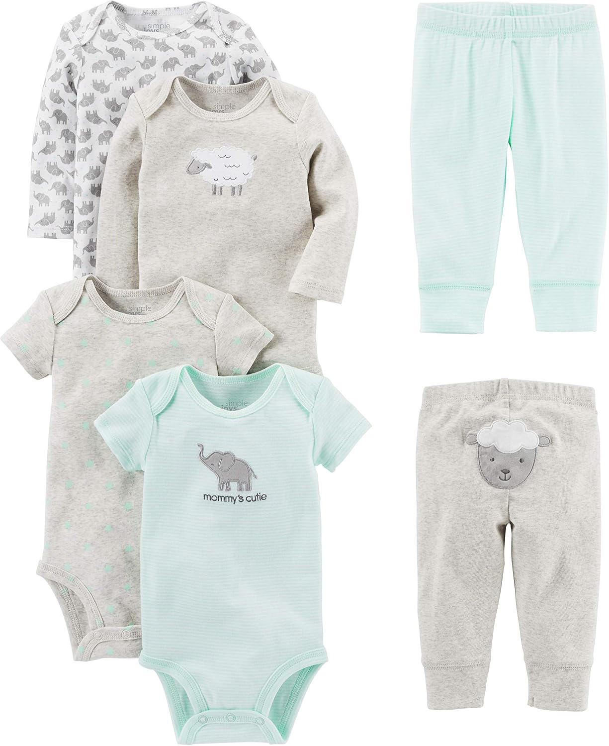 Simple Joys by Carter’s Baby 6-piece Bodysuits (Short and Long Sleeve) and Pants Set