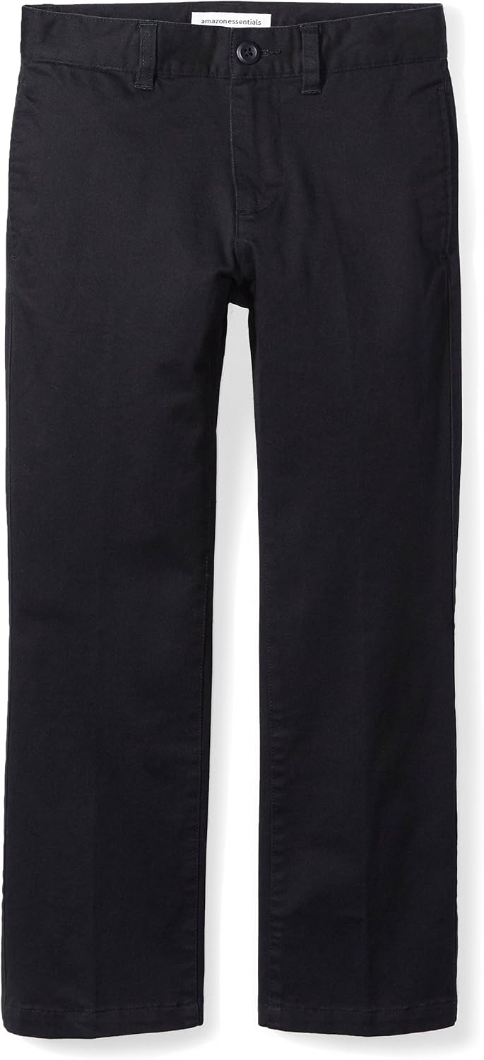 Amazon Essentials Boys and Toddlers’ School Uniform Straight-Fit Flat-Front Chino Pants with Adjustable Waist, Multipacks