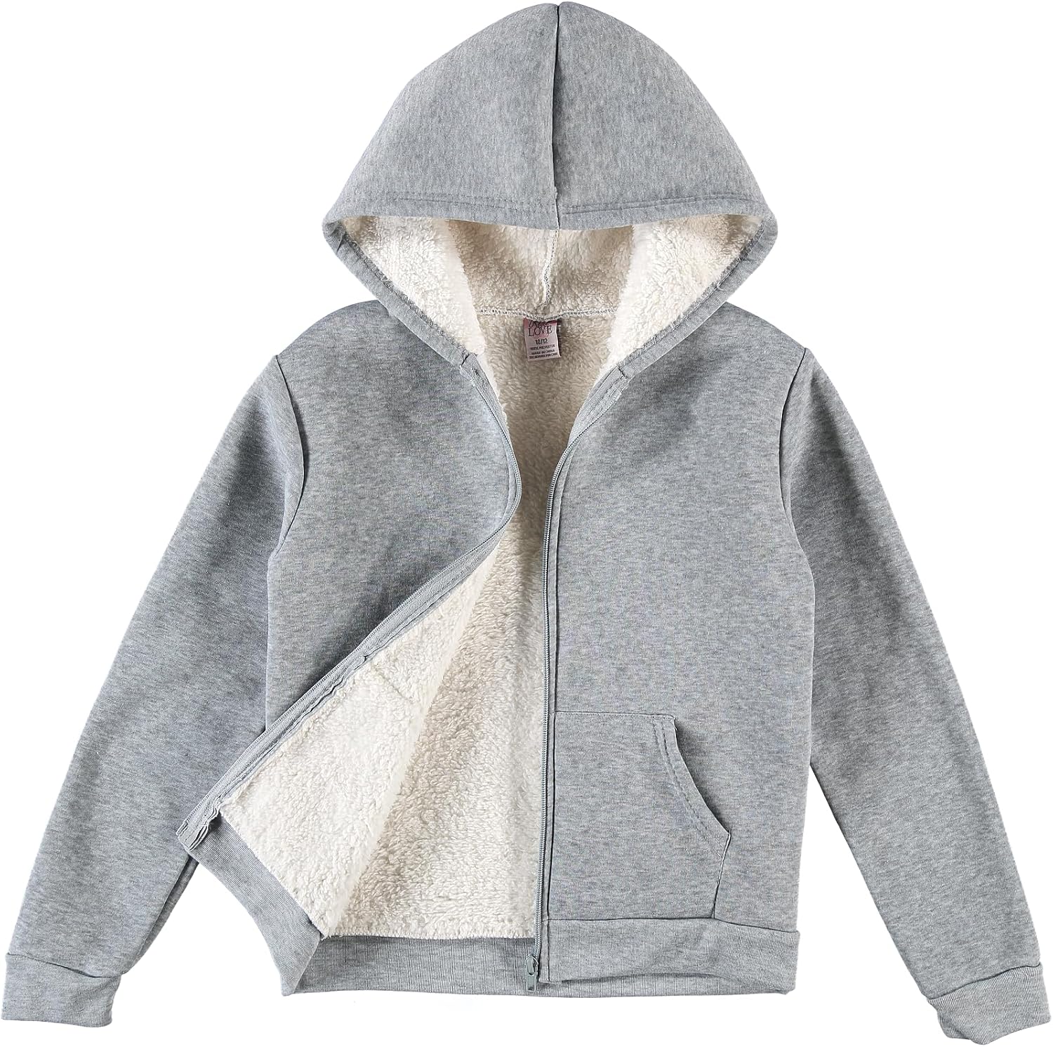 Real Love Girls Zip Up Hoodie – Soft Sherpa Lined Heavyweight Hooded Girls Sweatshirt Hoodies for Teens Kids (7-16)