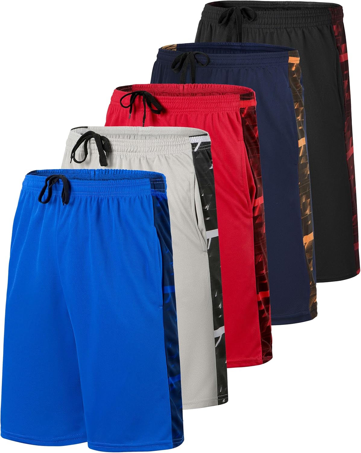Real Essentials 5 Pack: Boys’ Mesh Basketball Athletic Shorts with Pockets – Teen Kids Youth Quick Dry Soccer Running Gym