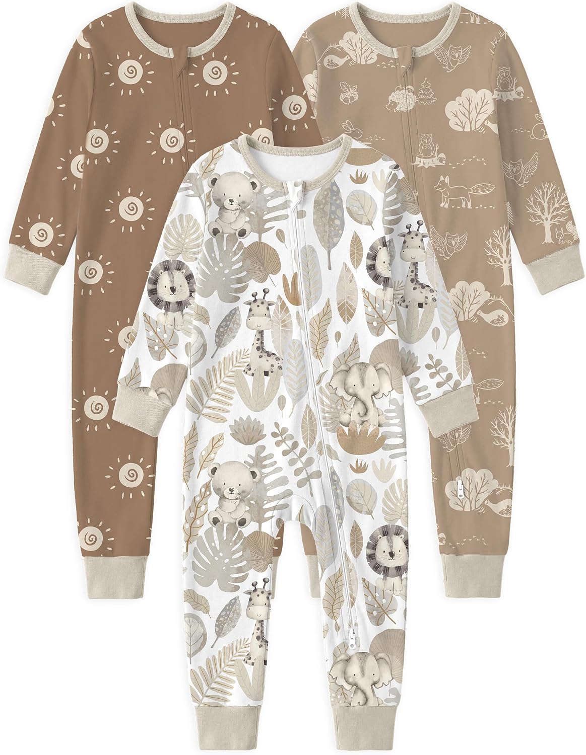 Yoofoss Toddler pajamas 100% Organic Cotton Baby Sleeper for Boys girls, 2-way Zipper Footless Romper 3 Pack Baby Pjs