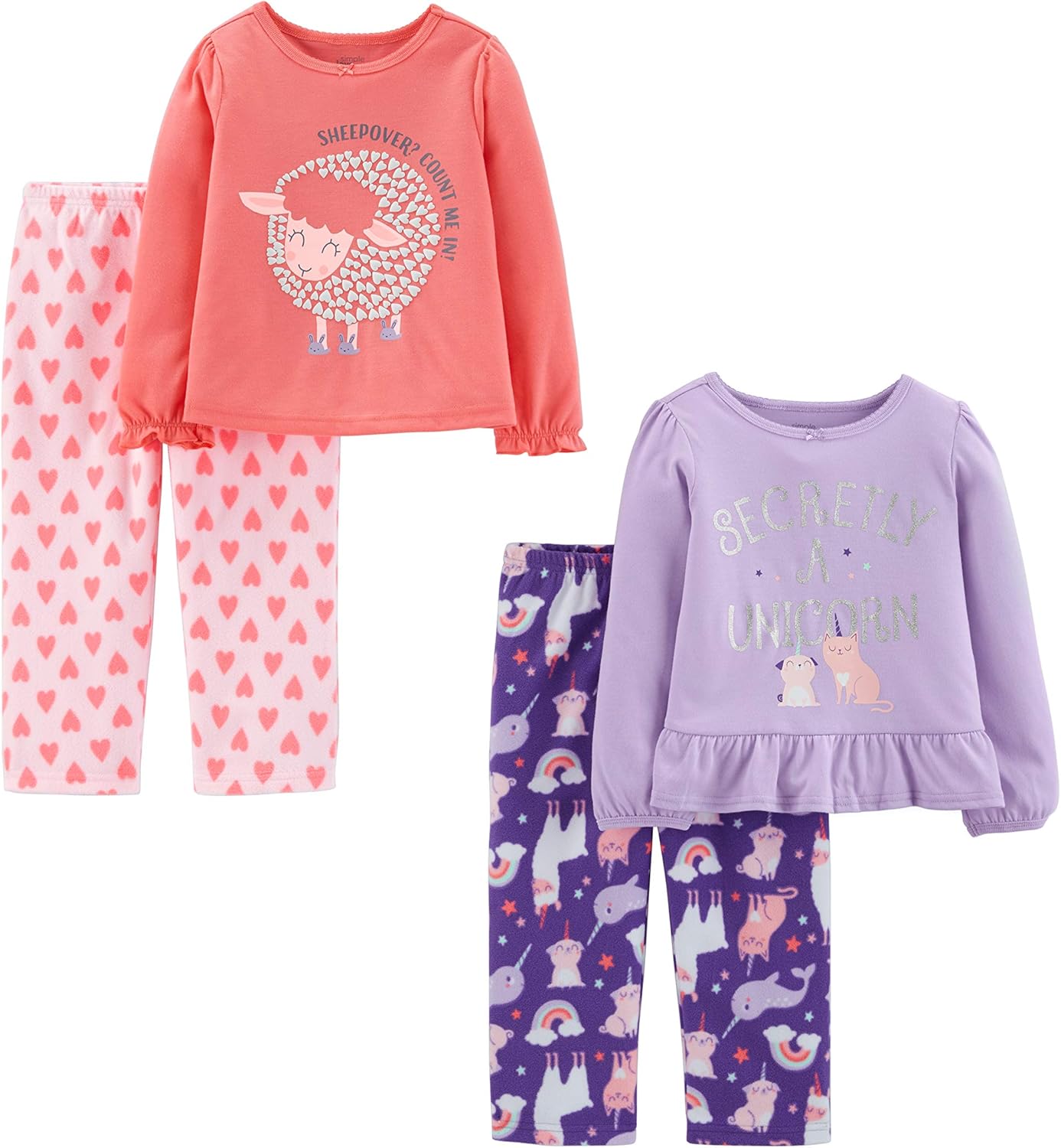 Simple Joys by Carter’s Girls’ 4-piece Polyester Pajamas
