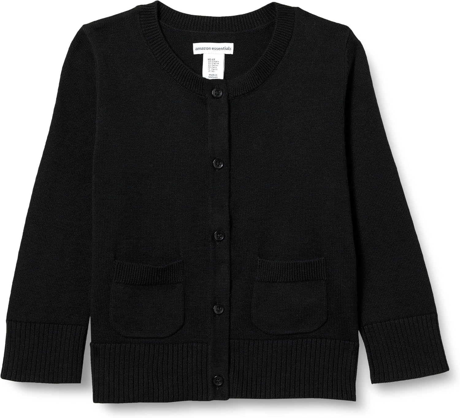 Amazon Essentials Girls and Toddlers’ Uniform Slim Fit Crewneck Cardigan Sweater