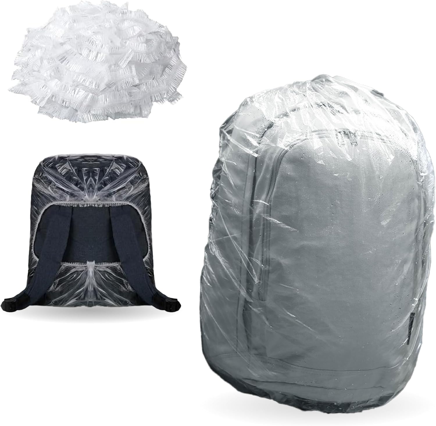 IIUIKOO10 Pack Backpack Rain Cover Waterproof Disposable Elastic Covers for 15L-40L Backpacks, Hiking Camping Travel Cycling Emergency Raincoat Protector