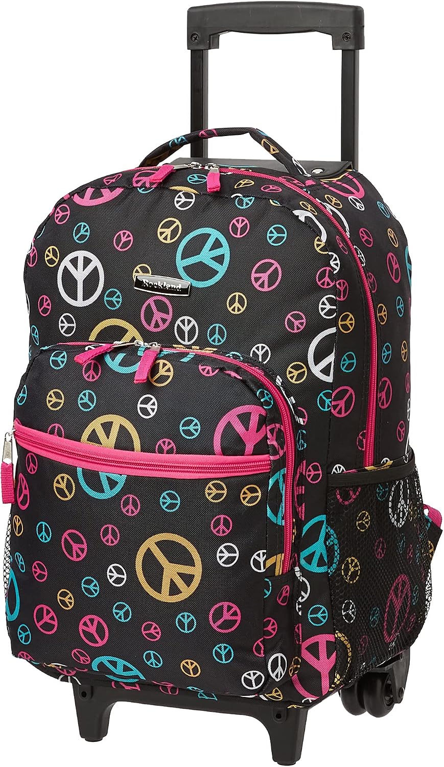 Rockland Double Handle 17″ Rolling Backpack, Peace