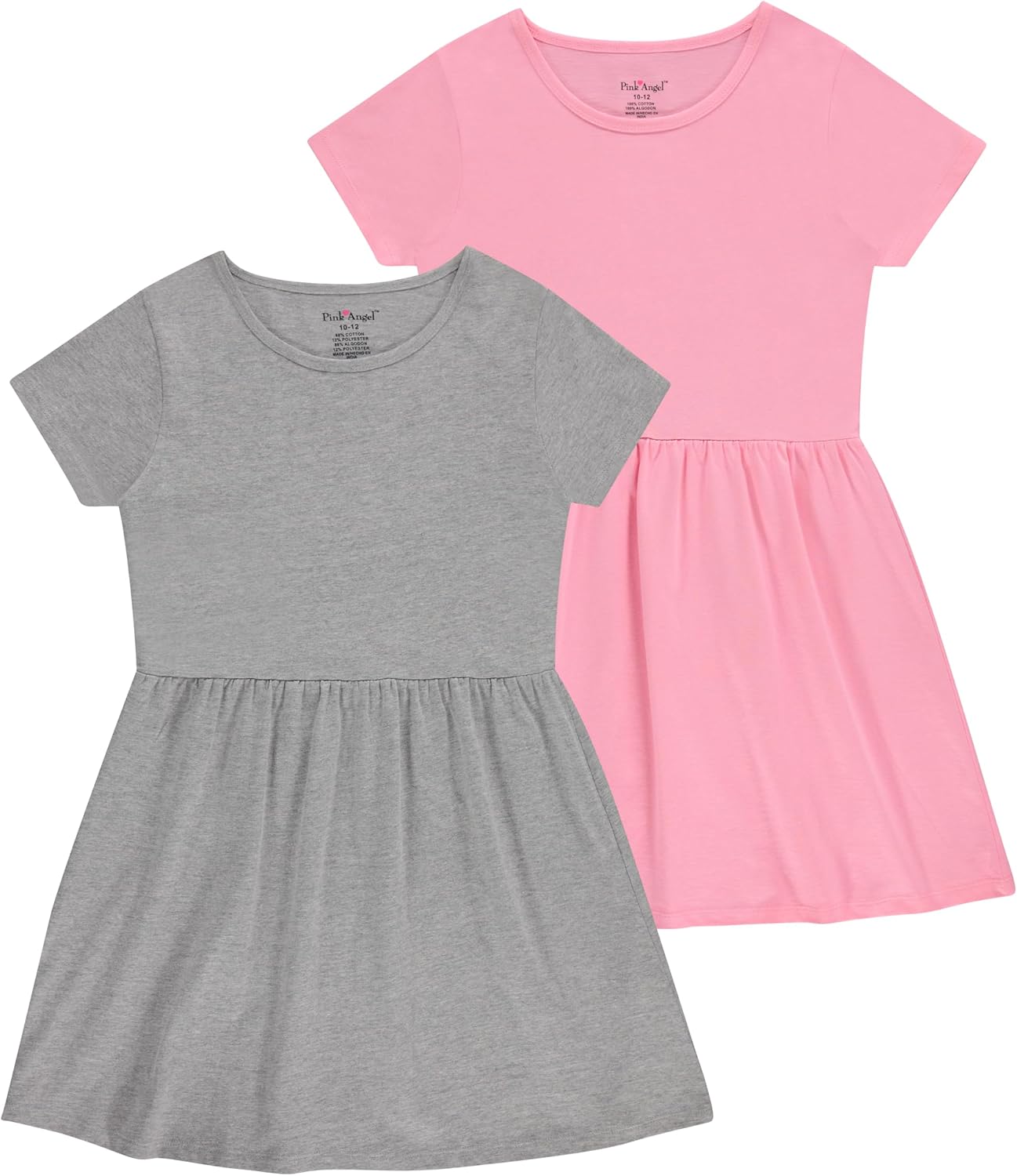 Pink Angel Girls’ 2-Pack Short Sleeve Cotton Dresses – Superior Comfort, Breathable, Durable, and Easy Maintenance