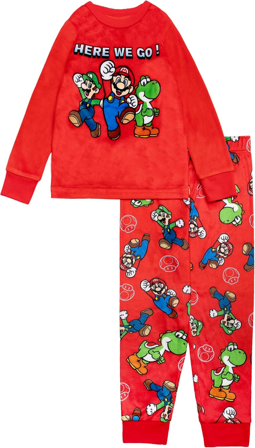 Nintendo Boys’ 2-piece Loose-fit Pajama Set, Soft & Cute for Kids