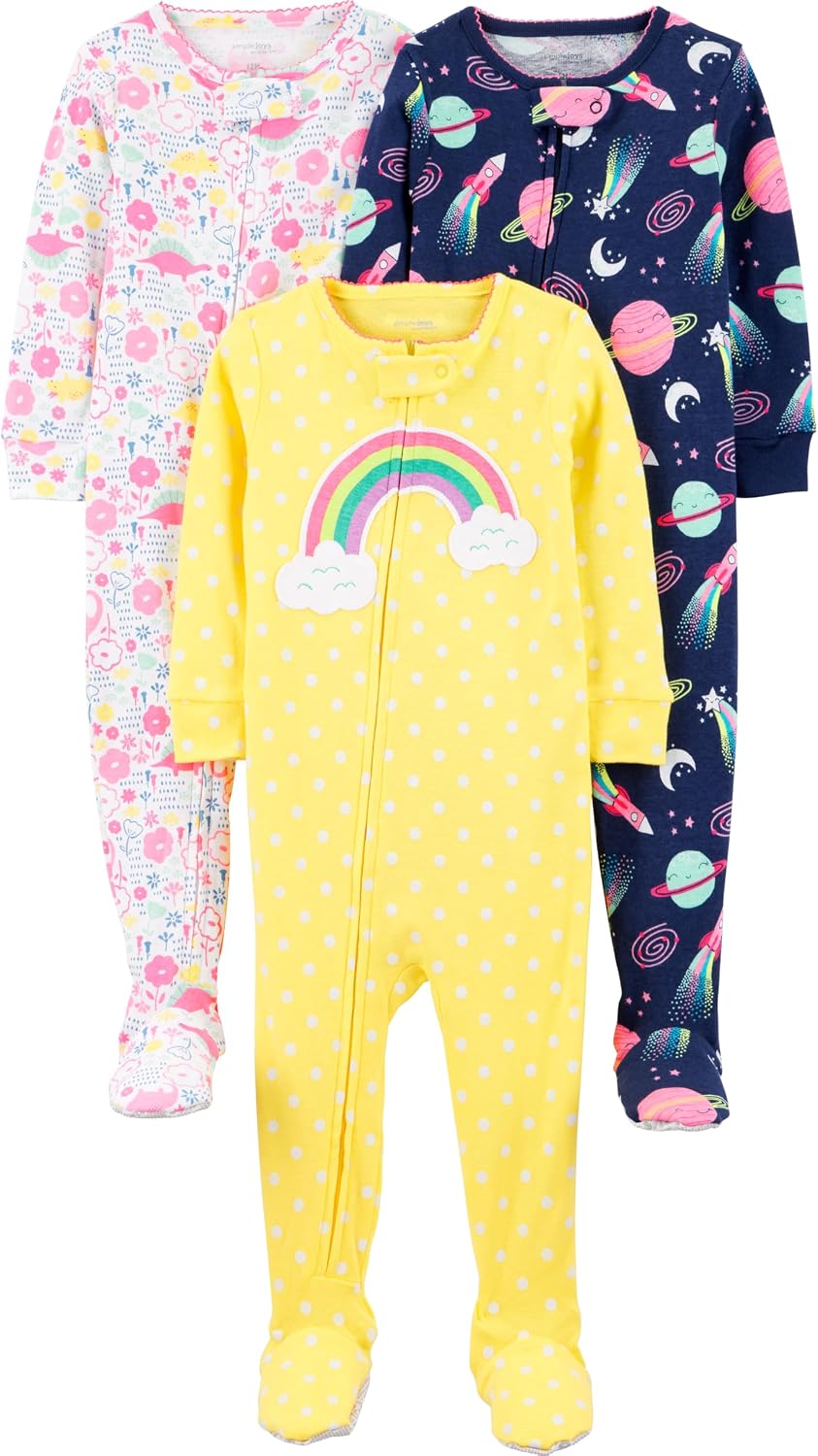 Simple Joys by Carter’s Girls 3-pack Snug Fit Footed Cotton Pajamas