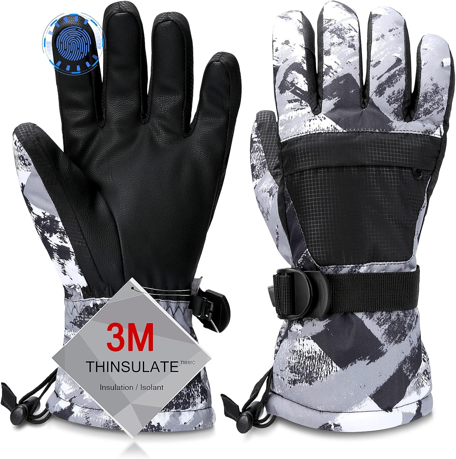 Ski Gloves,Snow Gloves Waterproof Winter Warm Cold Weather Touchscreen Gloves for Parent& Child Kids Skiing,Snowboarding