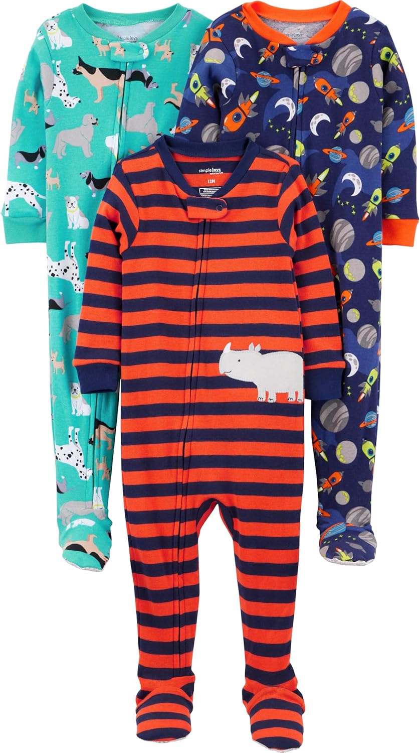 Simple Joys by Carter’s baby-boys 3-pack Snug Fit Footed Cotton Pajamas