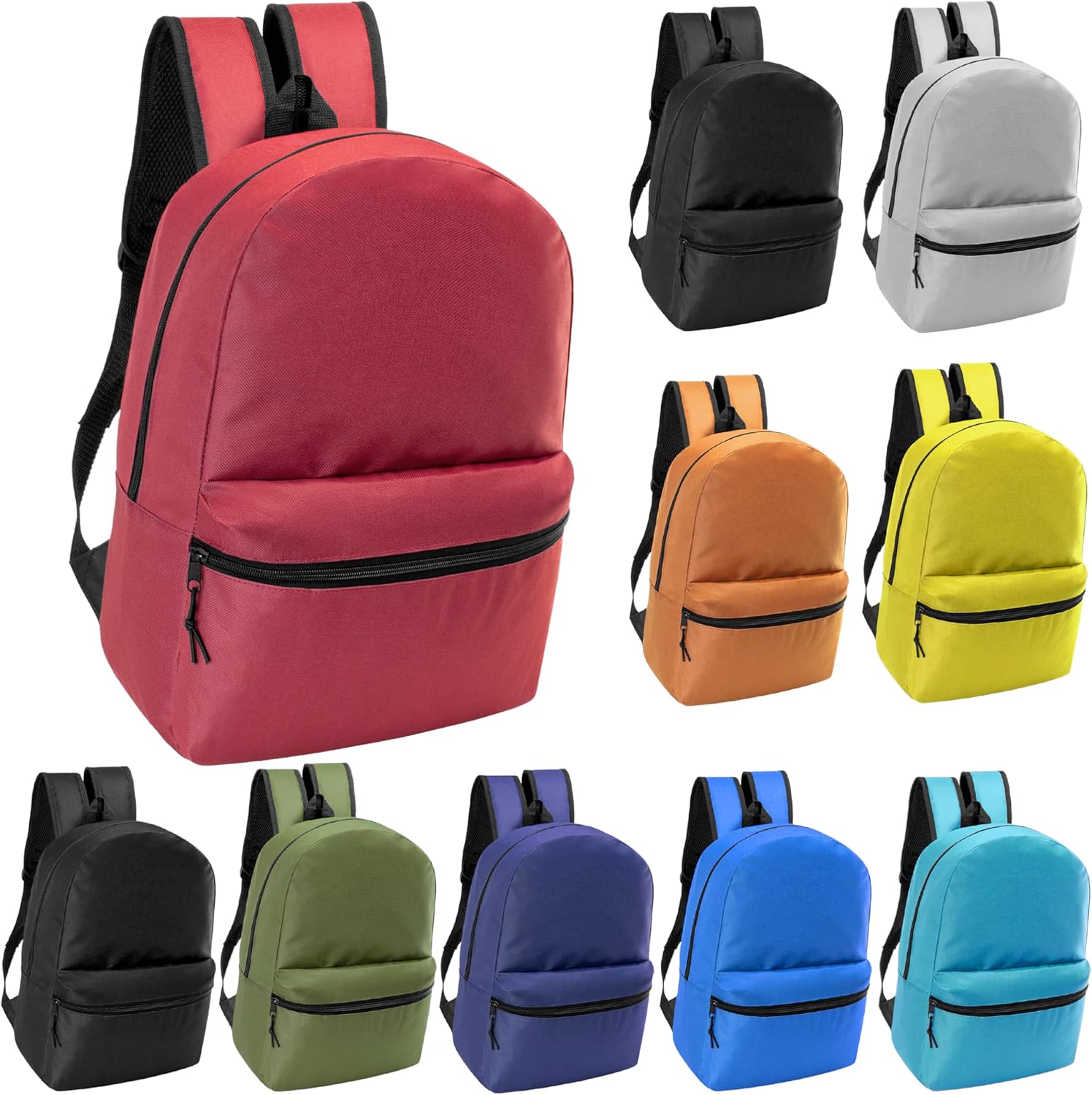 Moda West 17″ School Backpacks for Kids – Backpacks in Bulk for Elementary, Middle, and High School Students, 10 Pack