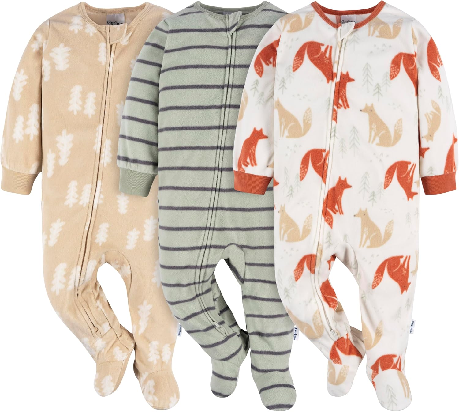 Gerber baby-boys Fleece Footed Pajamas 3-pack