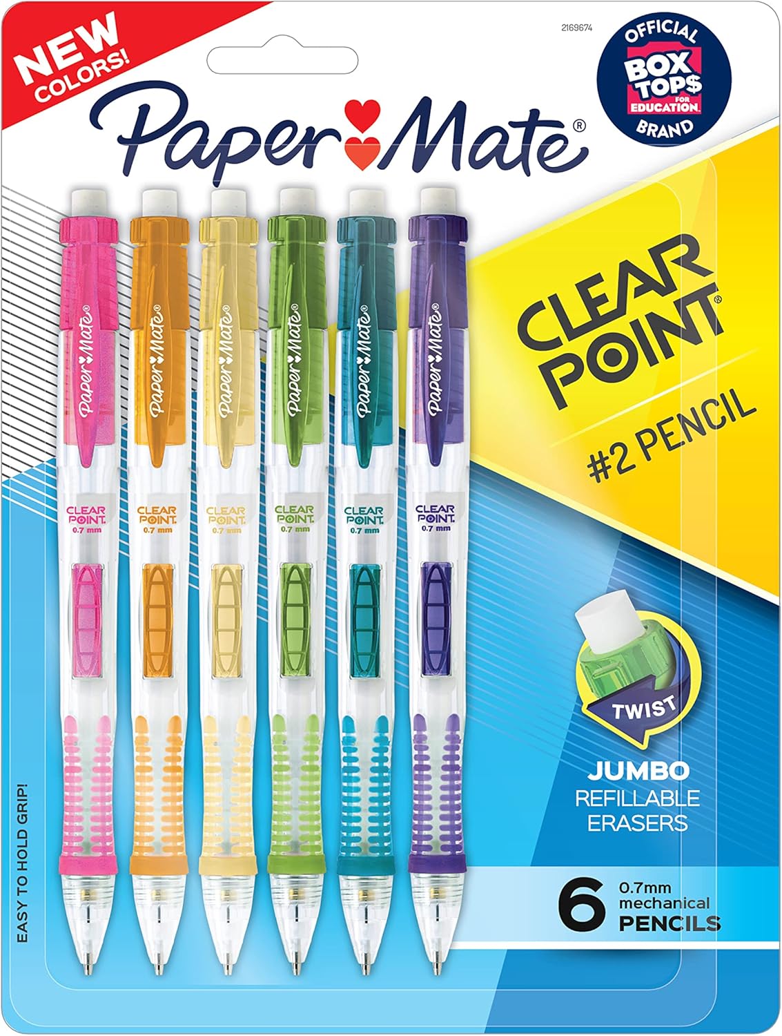 Paper Mate Clearpoint Mechanical Pencils, 0.7mm HB #2 Lead, Assorted Barrel Colors, 6 Count – Office Supplies, Back to School, Journaling