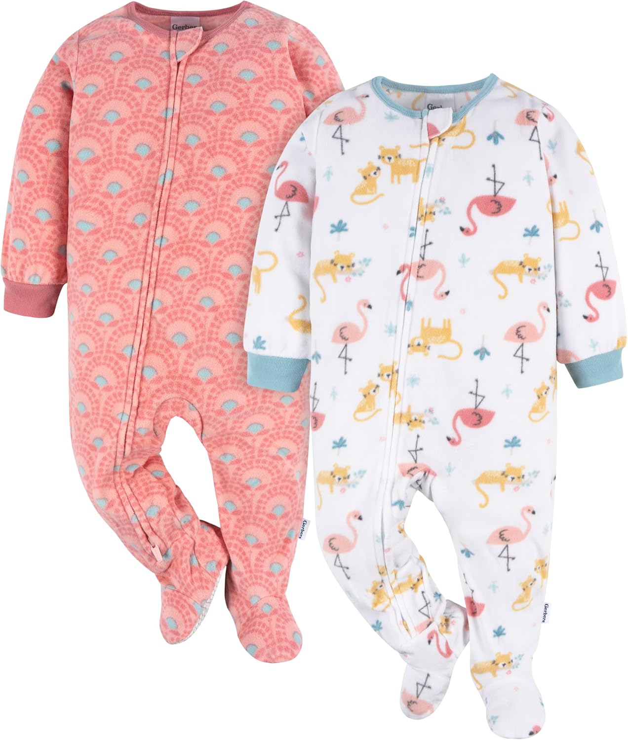 Gerber baby-girls Flame Resistant Fleece Footed Pajamas 2-pack