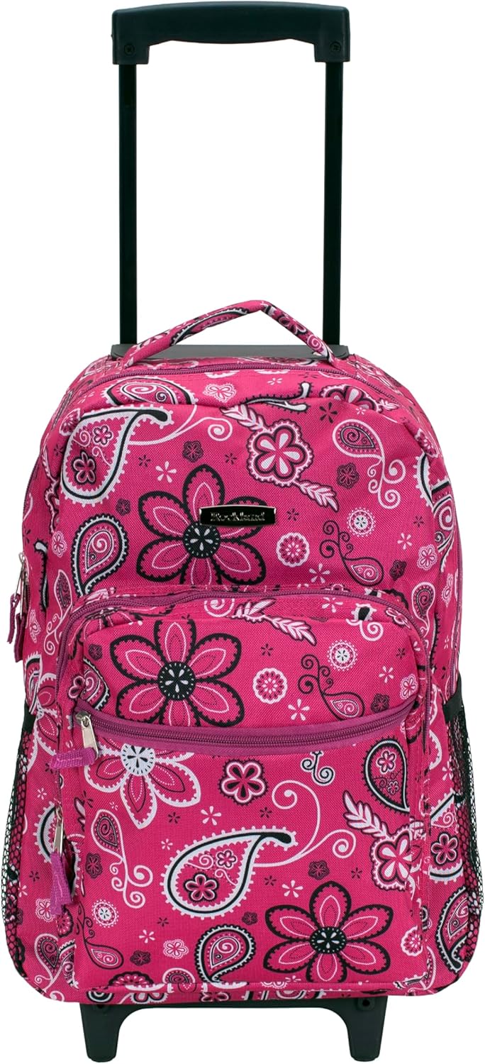 Rockland Double Handle 17″ Rolling Backpack, Bandana