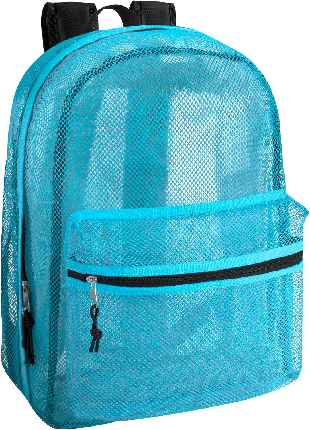 Transparent Mesh Backpacks for School Kids, Beach, Travel – Mesh See Through Backpack with Padded Straps (Light Blue)