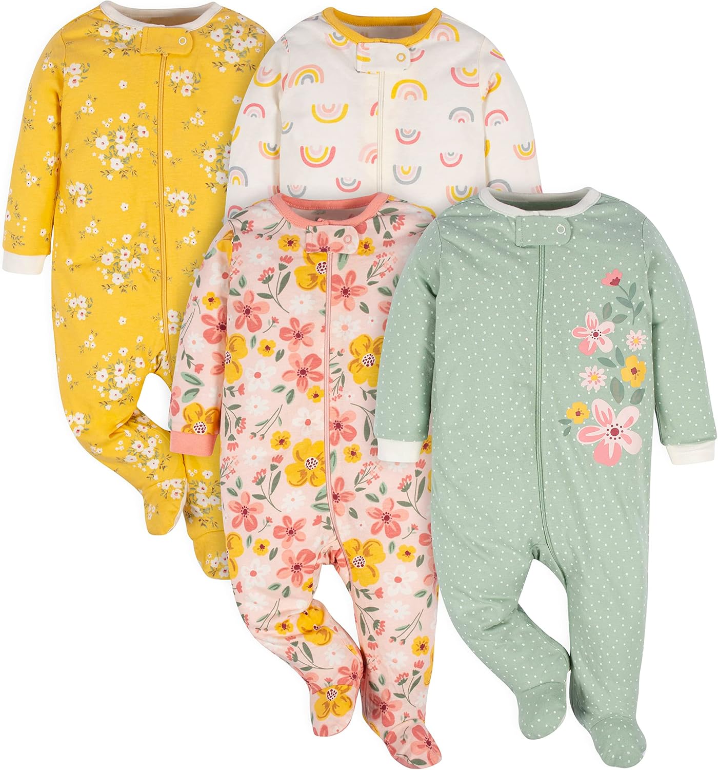 Gerber Baby-Girls 4 Pack Sleep ‘N Play Footie