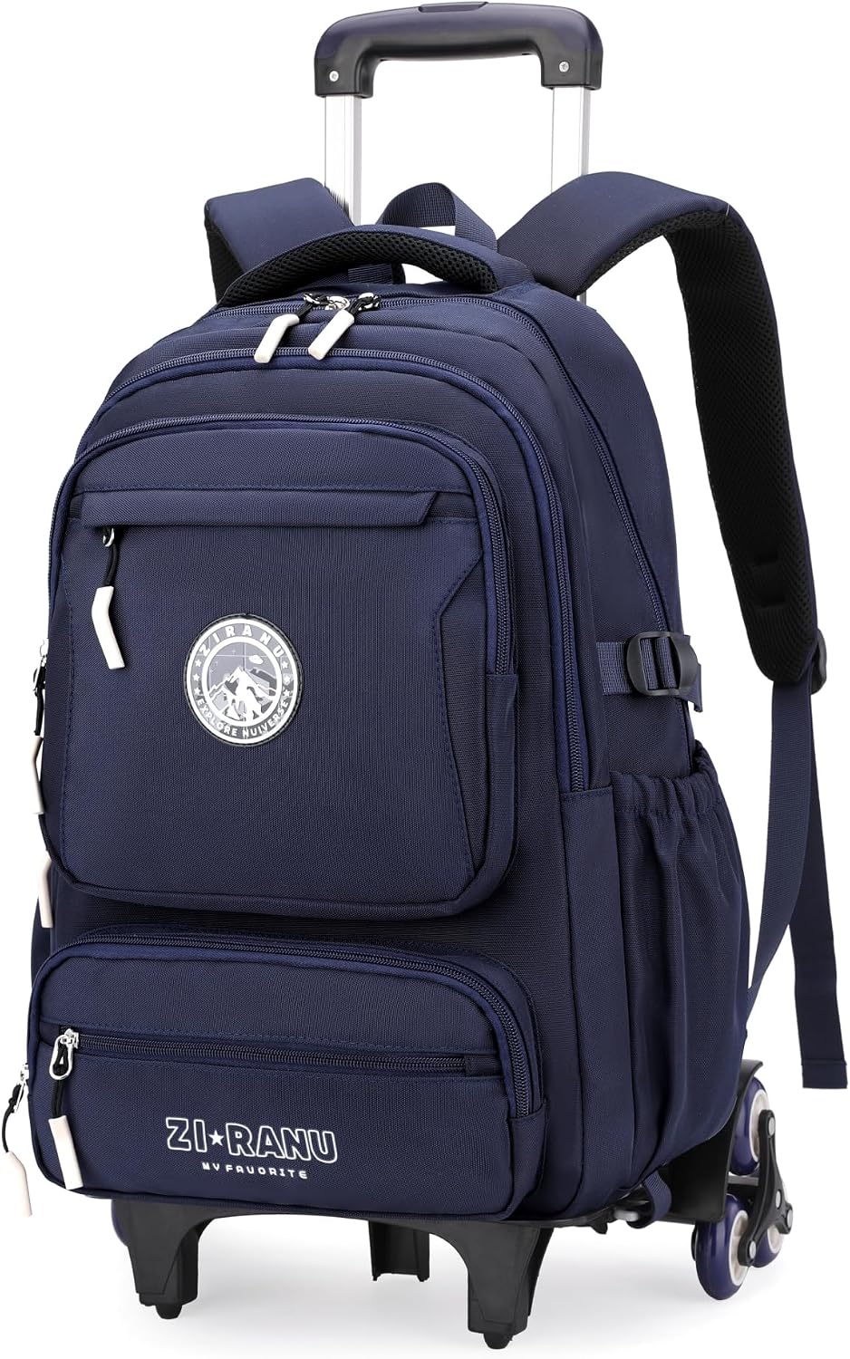 Boys Backpack with 6 Wheels for School Kids, Rolling Backpack for Teen Boys on Wheels, Dark-blue
