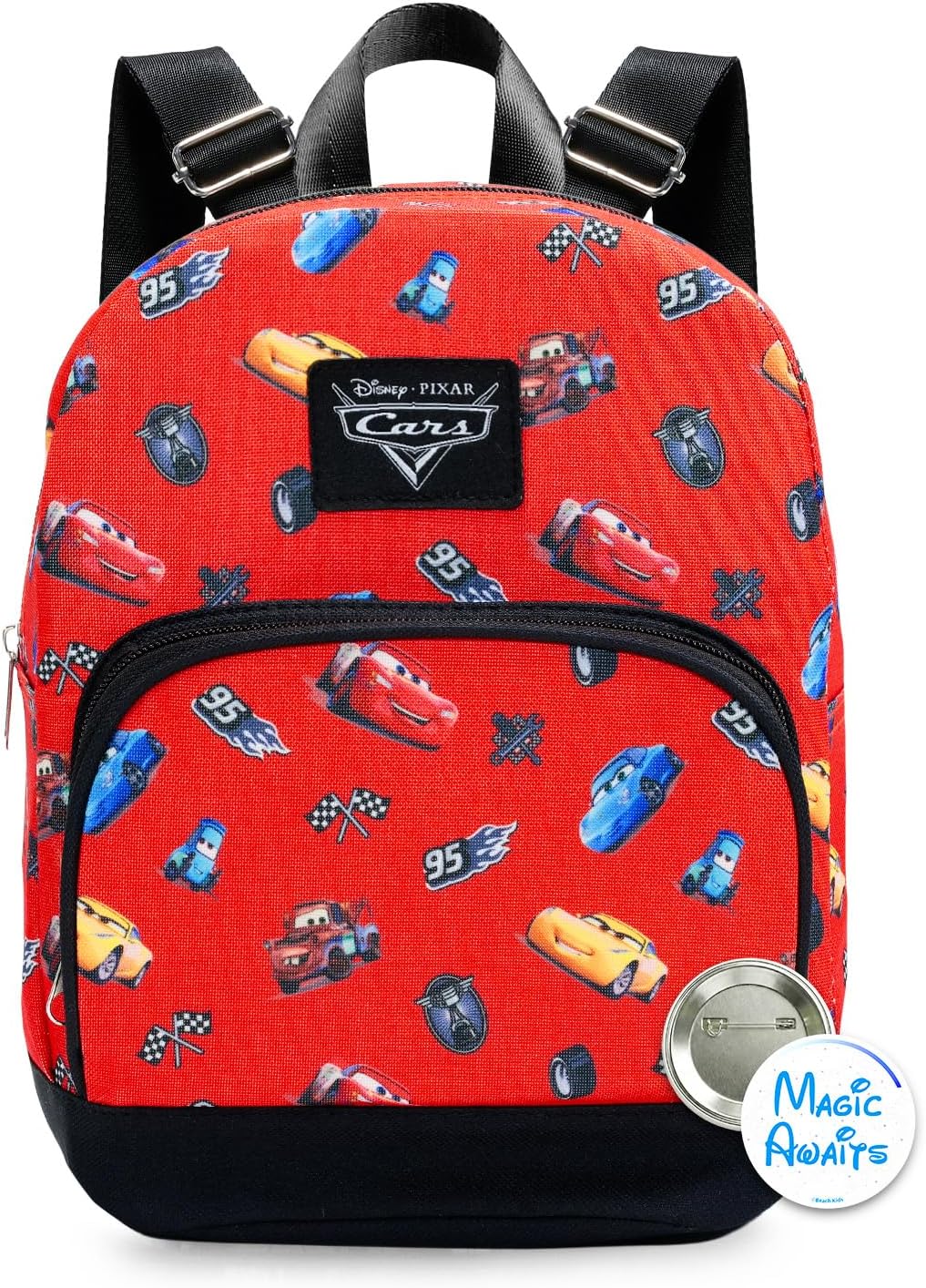 Disney Cars Mini Backpack – 10″ Canvas Pixar Cars Backpack with Front Pocket and Button | Lightning McQueen Backpack for Adults, Teens, Kids