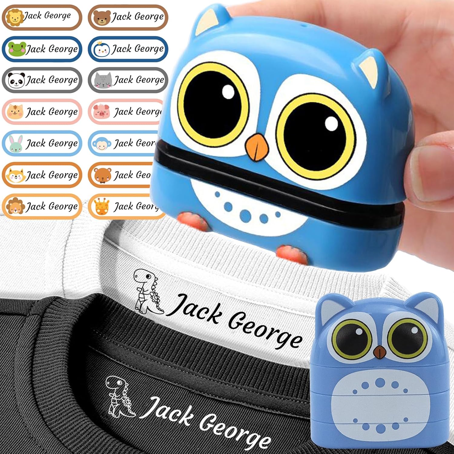 Name Stamp for Clothes，Name Stamp for Clothing Kids Waterproof,Double-Sided (White + Black Ink)，School Daycare Essentials，Personalized Signature Stamp