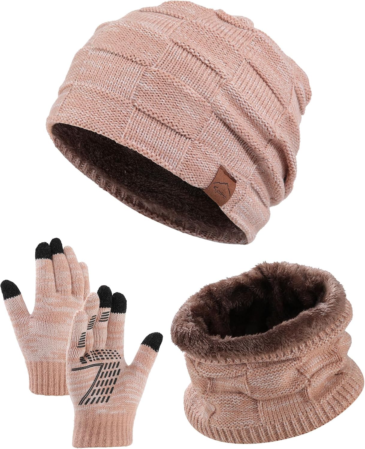 AWAYTR Kids Winter Hat Gloves Scraf Sets, Beanie for Boys Girls Toch Scree Gloves Neck Warmer for Toddler