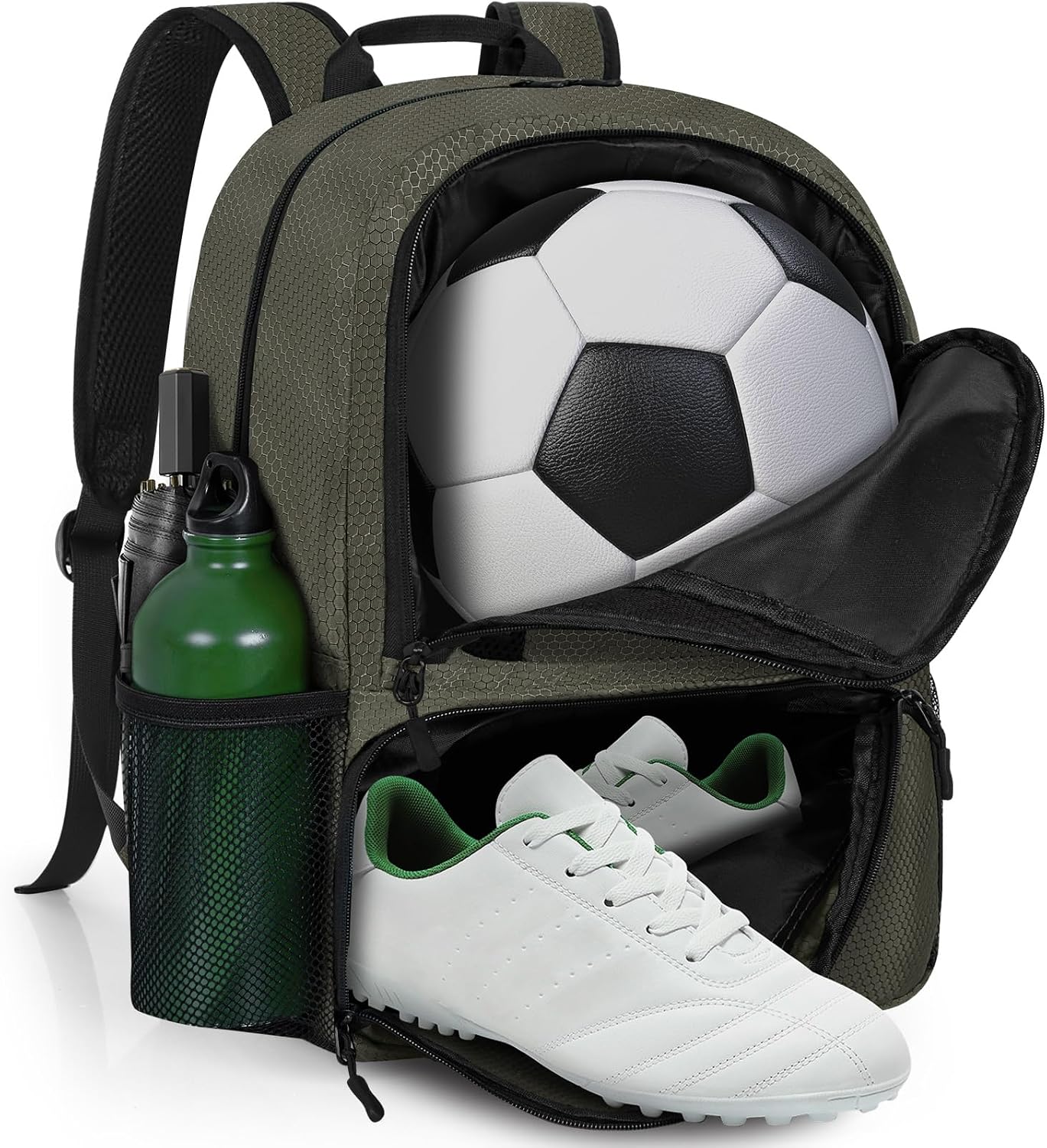 GMAK Soccer Backpack for Youth, Soccer Bag with Ball/Shoe Compartment for Football/Basketball/VB, Lightweight Training Pack