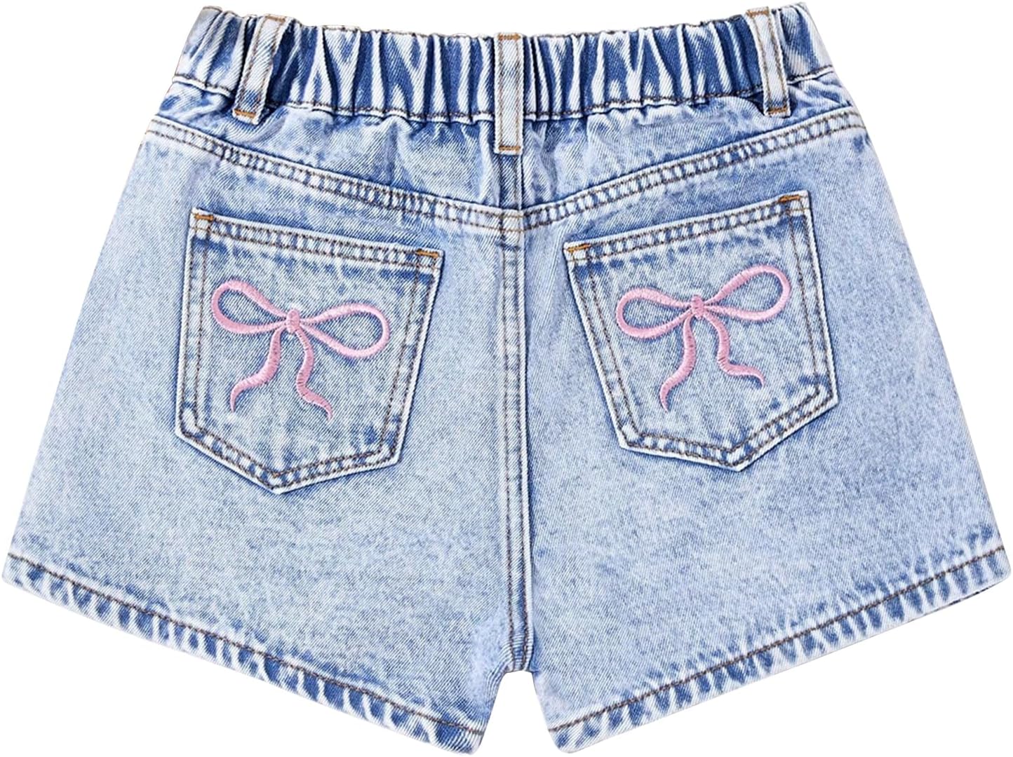 Jean Shorts for Girls Y2k Baggy High Elastic Waisted Cute Bow Embroidery Summer Teens Denim Shorts 13-16Y