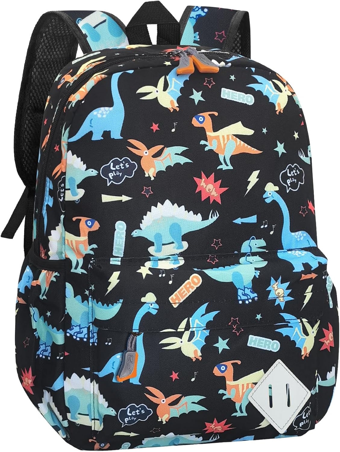 Kids Backpack for Girls Boys – 15 Inch Dinosaur Childrens Backpack Cute School Bag Kindergarten Backpack for Ages 3-8, Black