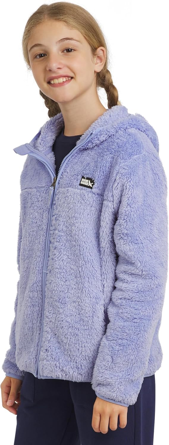 Eddie Bauer Girls’ Quest Plush High Pile Faux Sherpa Hooded Jacket