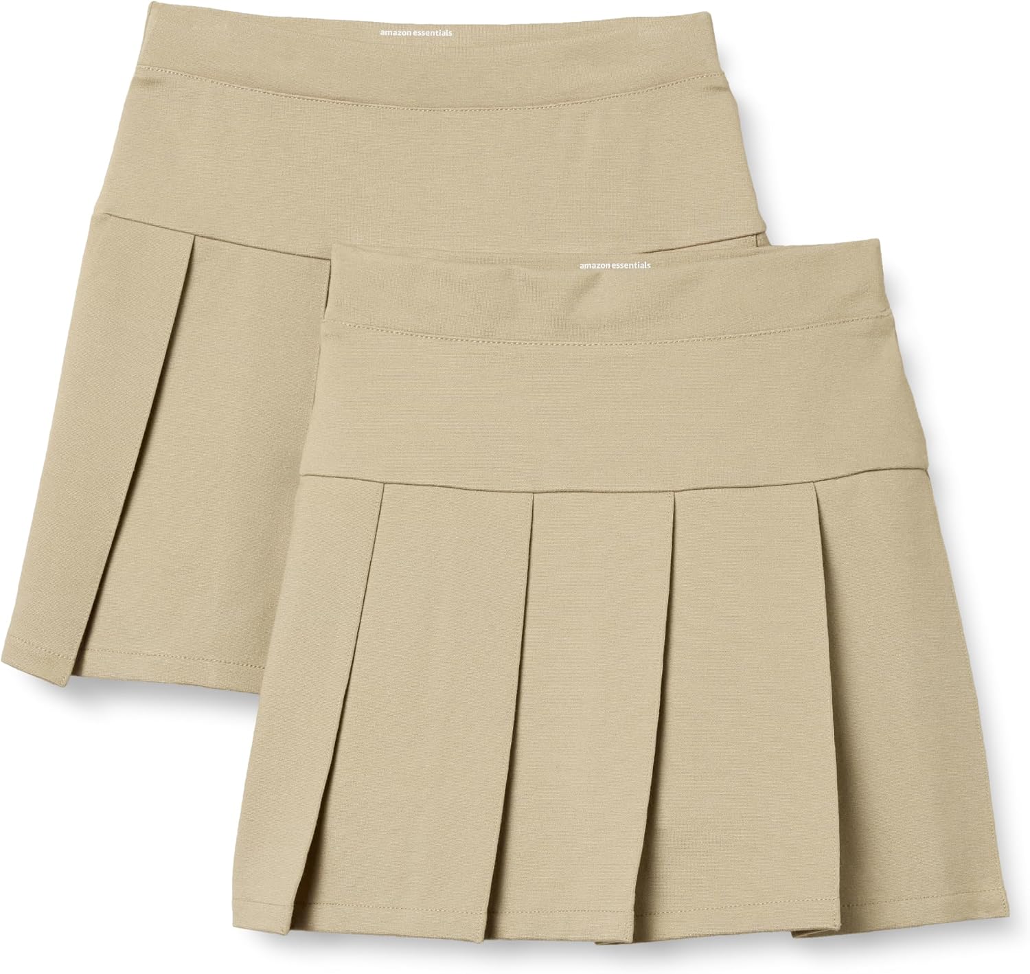 Amazon Essentials Girls Uniform Pleated Skort with Built-in Shorts, Elastic Waist, Pack of 2